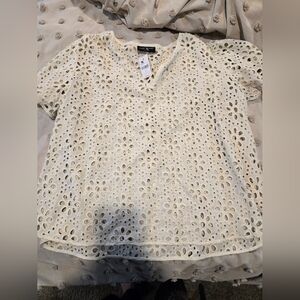Lane Bryant Cream Eyelet Blouse